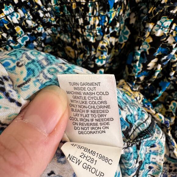 NWT One World Knee-Length Boho Floral Dress Tassels Smocking Women’s L - Picture 9 of 11